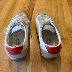 Rag and bone retro runner slim sneakers, cream with red accent